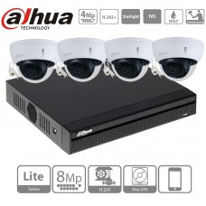 Dahua kit IP Poe 4 caméras dômes à bulle 4 megapixels 